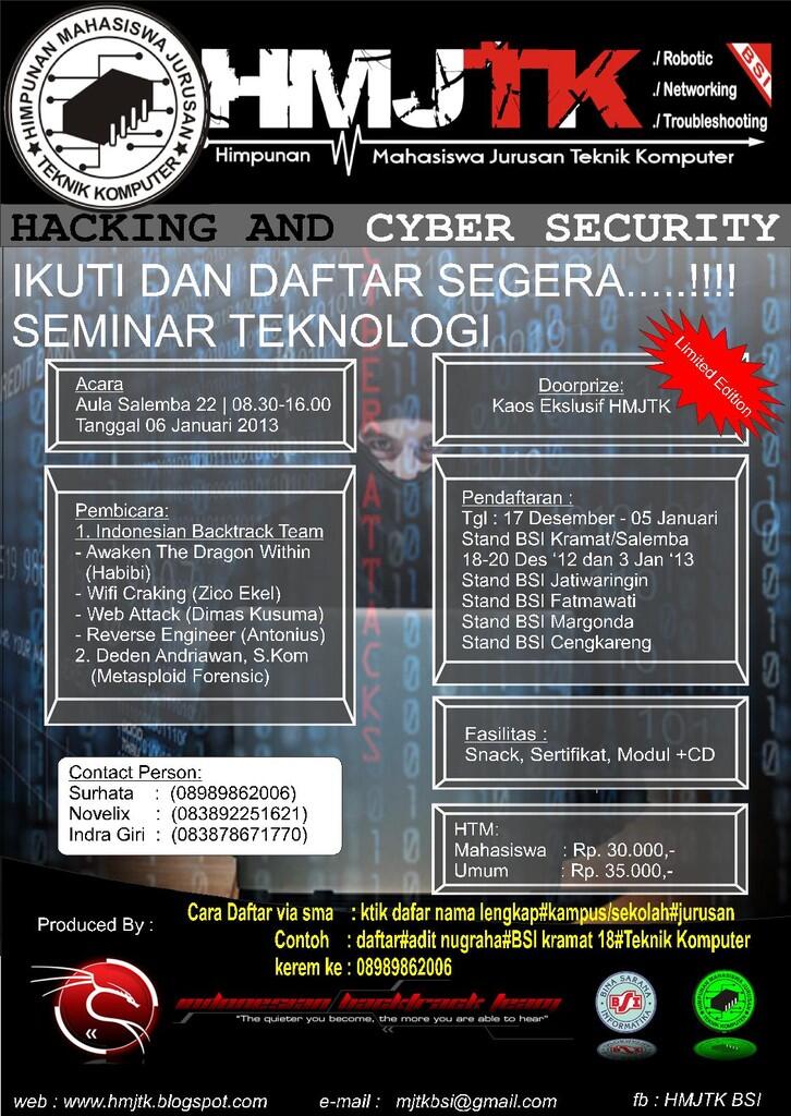 &#91;info&#93;SEMINAR NASIONAL HACKING and CYBER SECURITY bersama IBT diJakPus