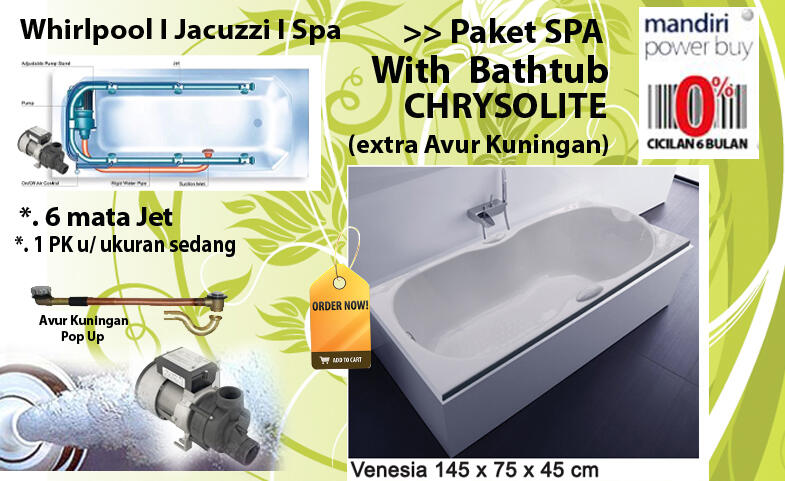 paket spa bathtub venesia ukuran.145x80x45cm(extra Avur pop-up)