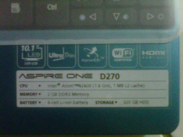 Wts Netbook Acer Aspire One D270