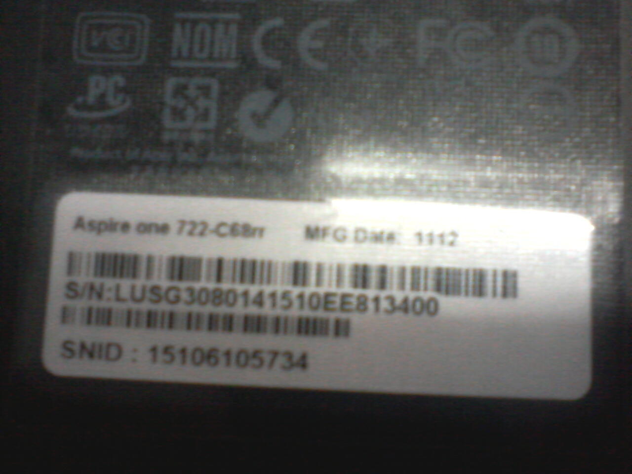 Notebook Acer Aspire 722