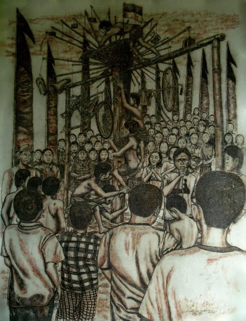 Lukisan terbuat dari Obatnyamuk &amp; bara roko 