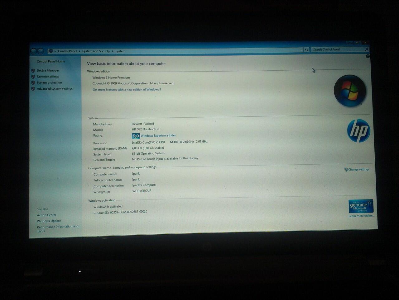 Laptop HP G32 Corei5