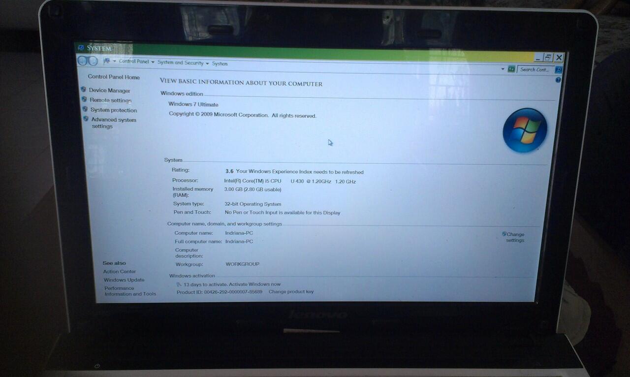 Laptop Lenovo Ideapad U160 Core i5