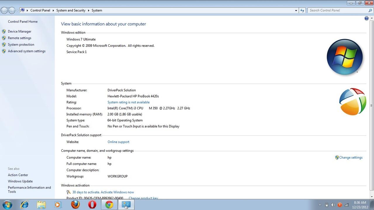laptop HP PROBOOK 4420S,CORE I3,RAM 2GB,BATt3JaM,HD250GB,MOUSE WireLess