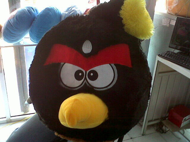 Angry Birds Jumblo Black Rasfur Halus Bordir Super