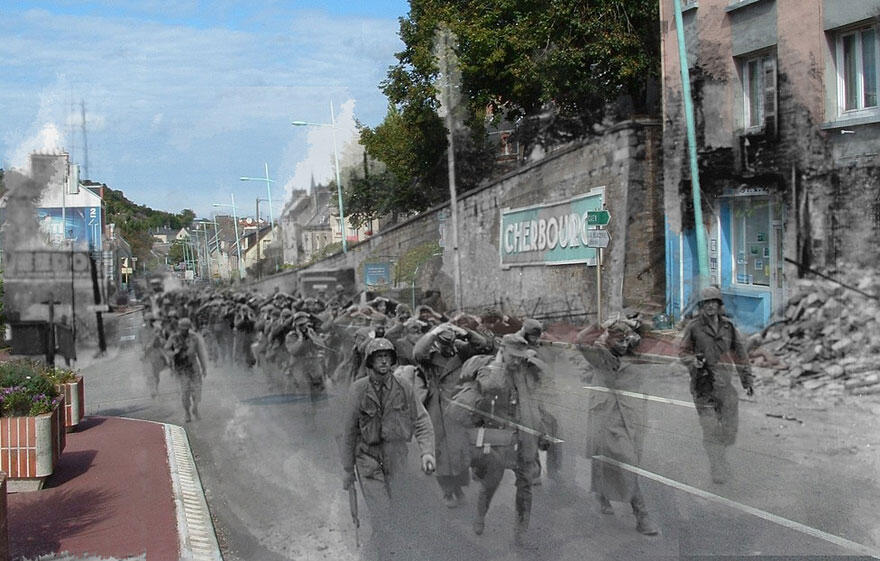 Ketika Foto Jaman Perang Dunia II Disatukan Dengan Jaman Sekarang
