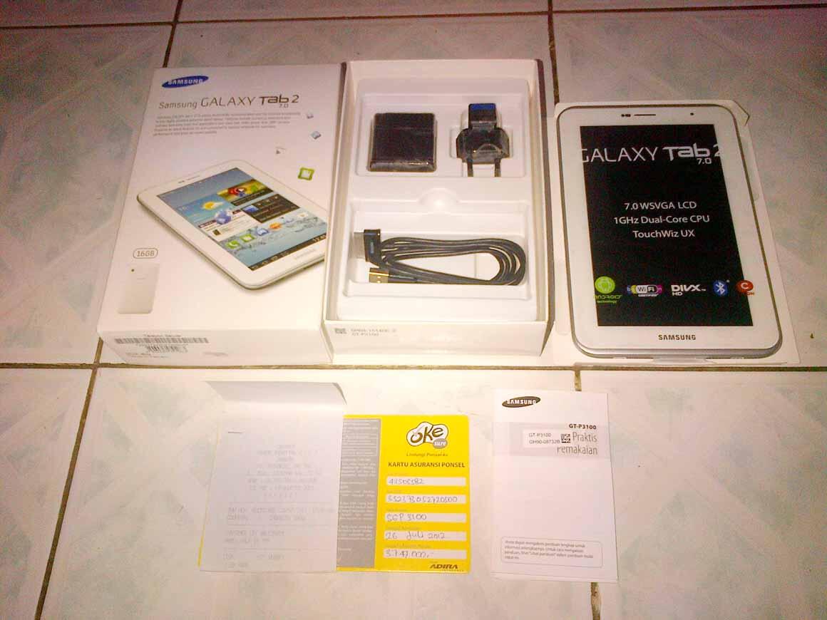 Samsung Galaxy Tab 2 P3100 White 99% mulus,Garnsi Resmi SEIN. Murah Jakarta / Bandung