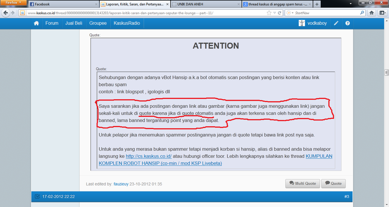&#91;ASK&#93; Masalah thread yang di anggap spam ma hansip
