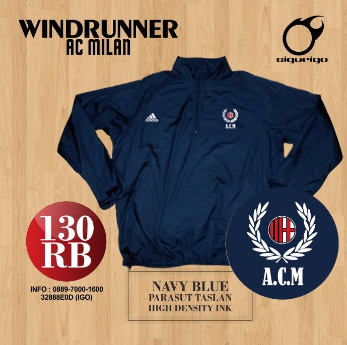 Pre Order Jaket WINDRUNNER AC Milan bahan Taslan Parasut