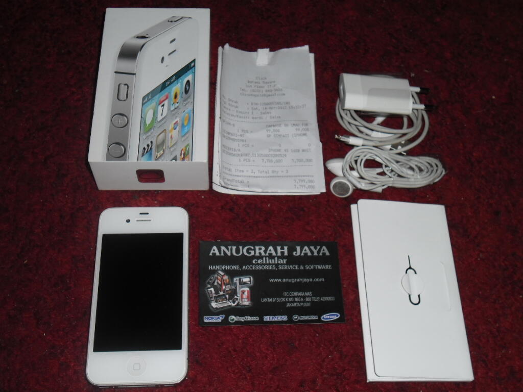iPhone 4S 16GB FU White Second Mulus 99%, Lengkap Ori & Garansi Resmi MTS Telkomsel