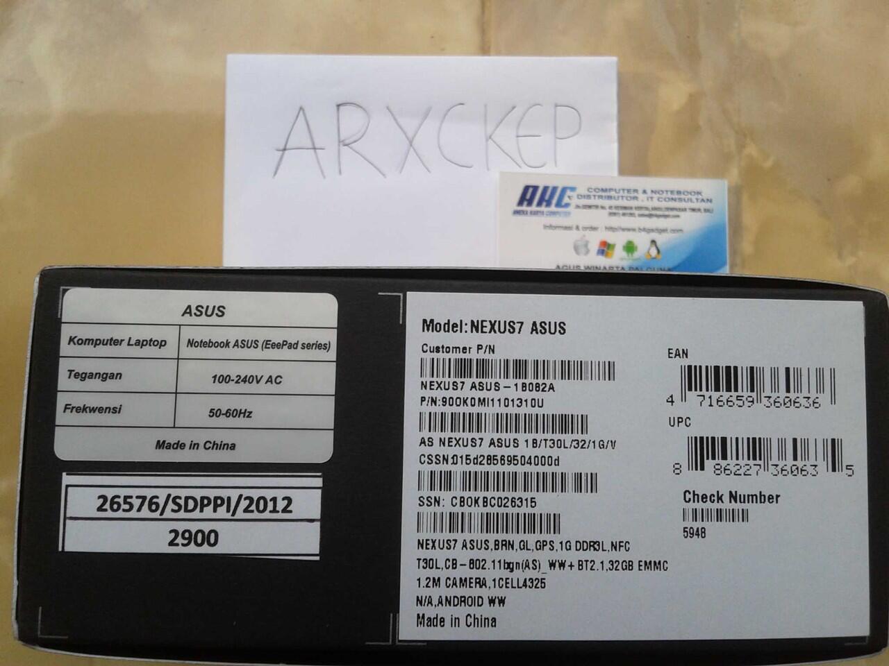 Google Nexus 7 32 GB Wifi Termurah garansi Asus Indo! cm 3,1 JT