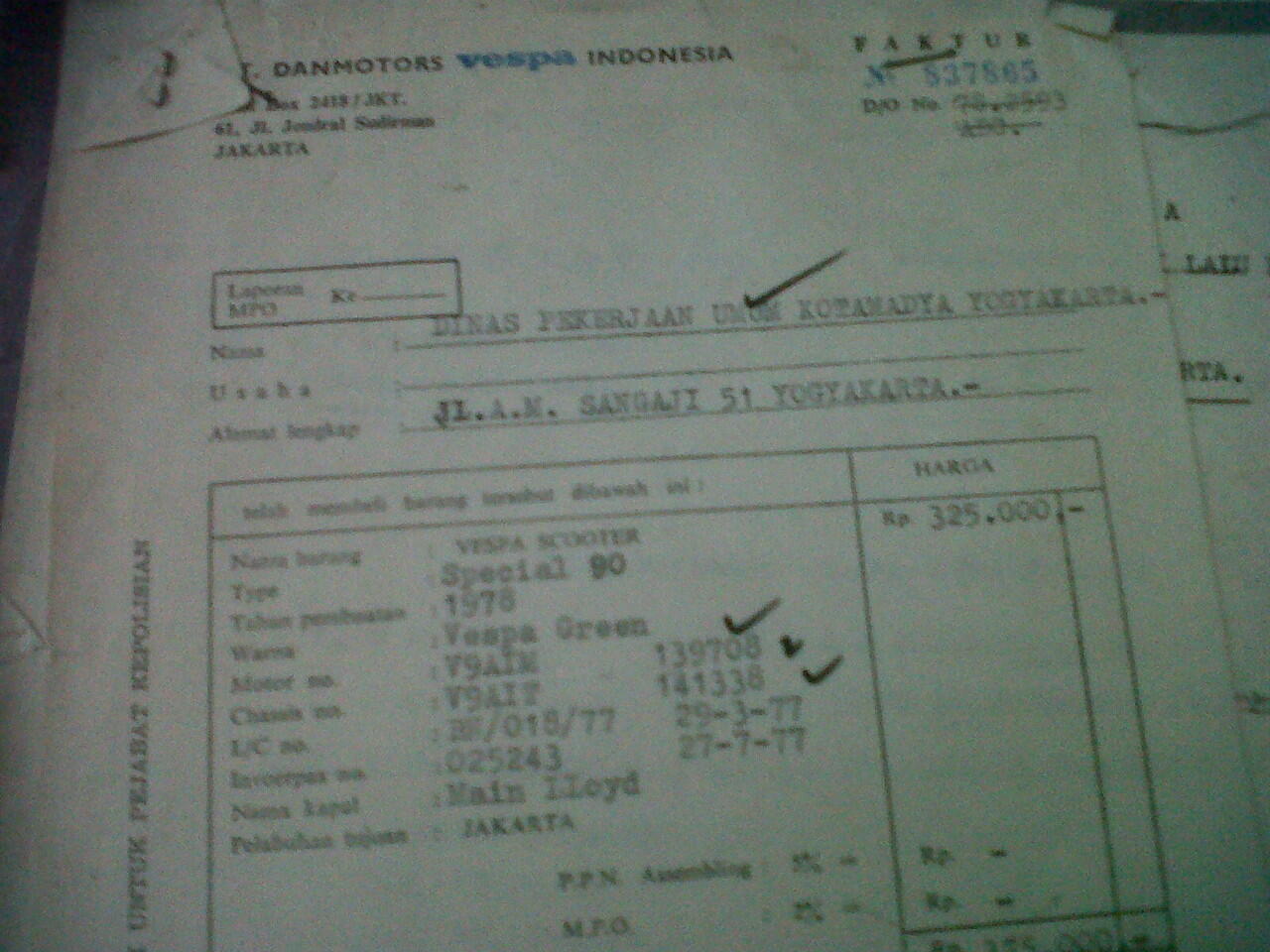 Surat Stnk Bpkb Vespa Special 90 / Pts 90