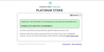 Jual Gold dan Platinum game Arcane Legends, cekidot gan!