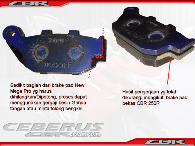 Subtitusi brake pad(Kampas Rem)belakang pada CBR 250