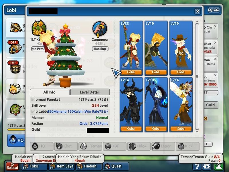 Jual Char Lost Saga , 1LT Kelas 3 , 6 Herper , Data Lengkap