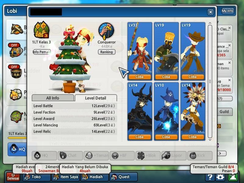 Jual Char Lost Saga , 1LT Kelas 3 , 6 Herper , Data Lengkap