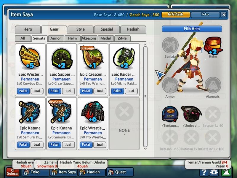 Jual Char Lost Saga , 1LT Kelas 3 , 6 Herper , Data Lengkap