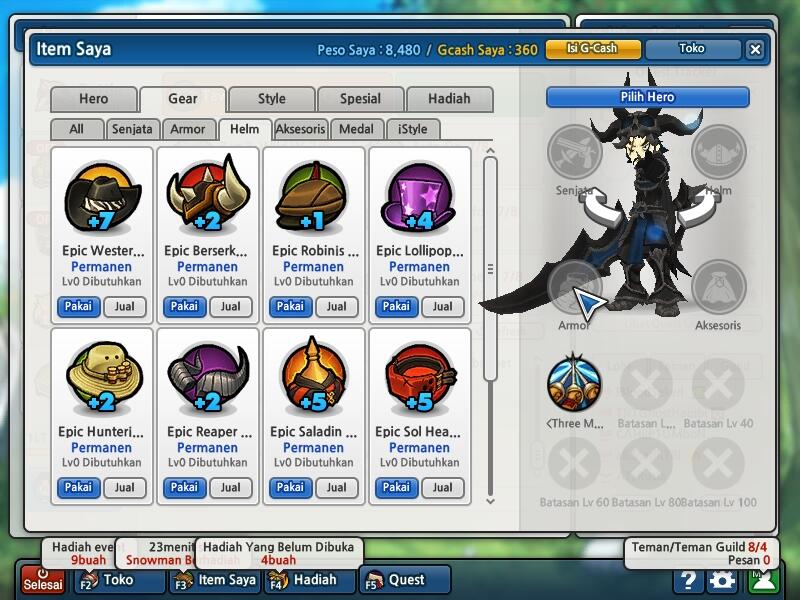 Jual Char Lost Saga , 1LT Kelas 3 , 6 Herper , Data Lengkap