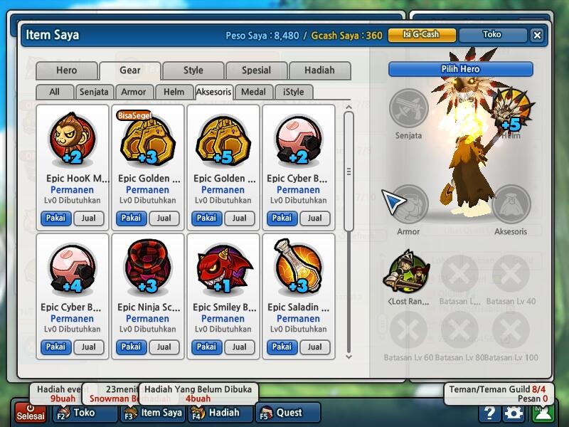 Jual Char Lost Saga , 1LT Kelas 3 , 6 Herper , Data Lengkap