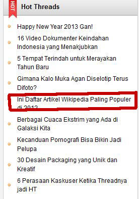 Ini Daftar Artikel Wikipedia Terpopuler 2012