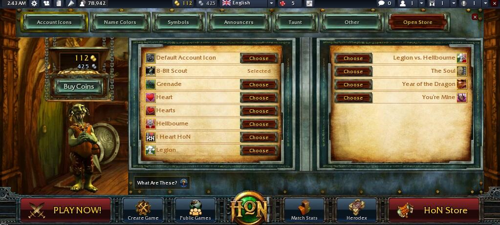 WTS ID GARENA HON HERO + AVATAR + TAUNT