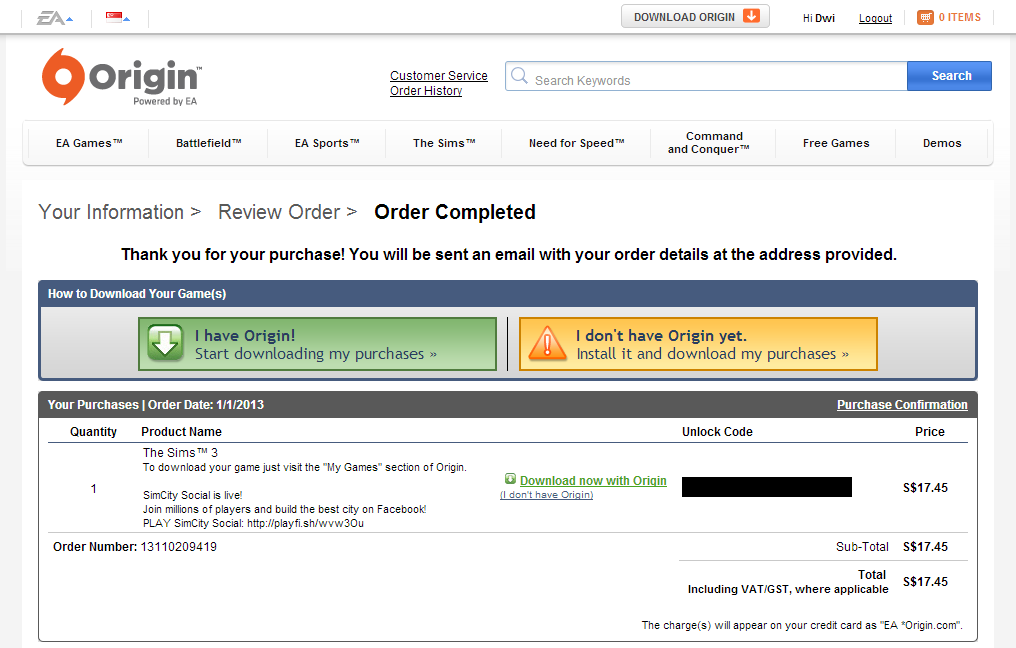 You have completed the order. You have completed the order