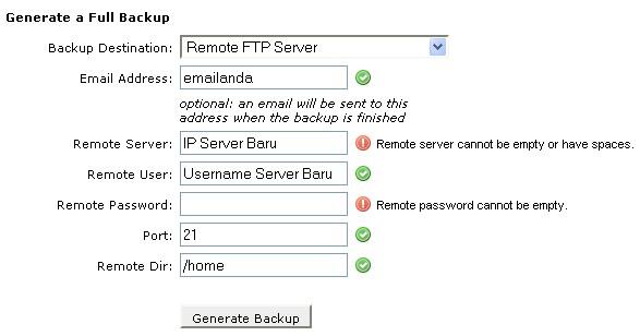 Cara Backup cPanel via FTP Server