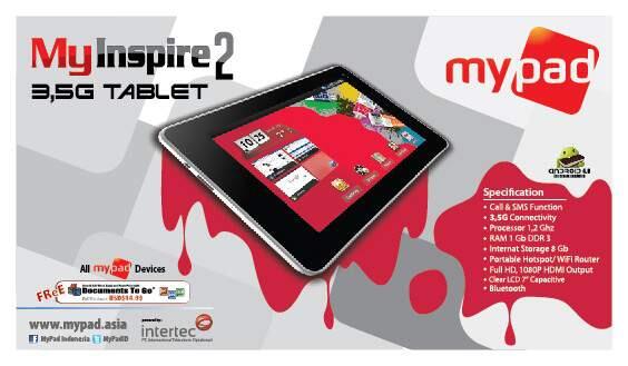 TABLET PC 7 INCH Mypad Inspire 2 ( 3,5G + TLP+SMS + Wifi + Thetering Hotspot )