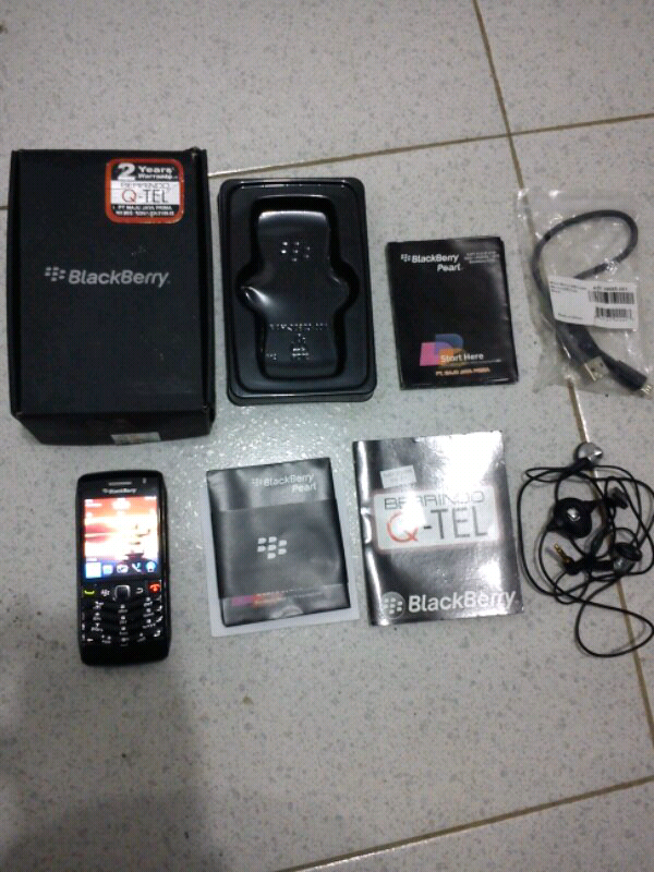 bb/blackberry pearl 9105 mulus fullset bandung
