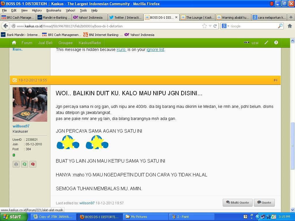 Warning tukang tipu FJB nama ID : Kuro.