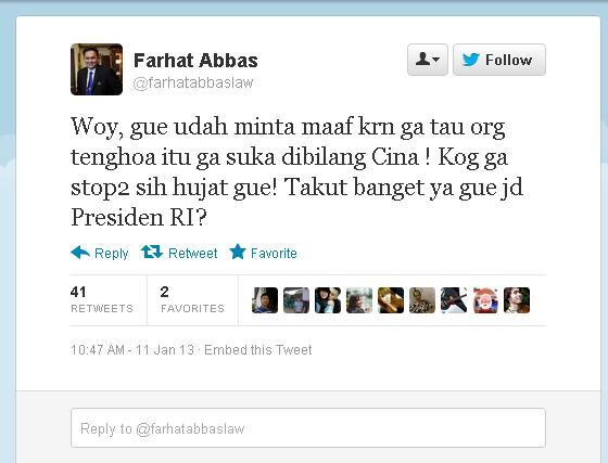 Ahok Tanggapi Dingin Kicauan SARA Farhat Abbas di Twitter