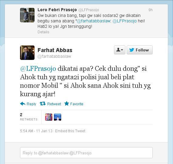 Ahok Tanggapi Dingin Kicauan SARA Farhat Abbas di Twitter