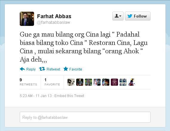 Ahok Tanggapi Dingin Kicauan SARA Farhat Abbas di Twitter