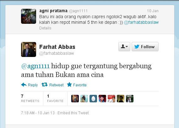 Ahok Tanggapi Dingin Kicauan SARA Farhat Abbas di Twitter