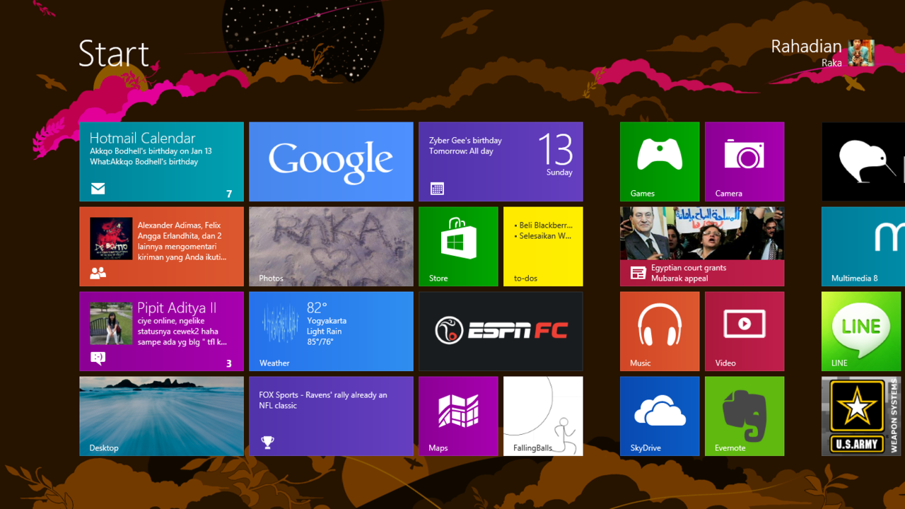 Yuk pamer-pameran start screen WINDOWS 8 