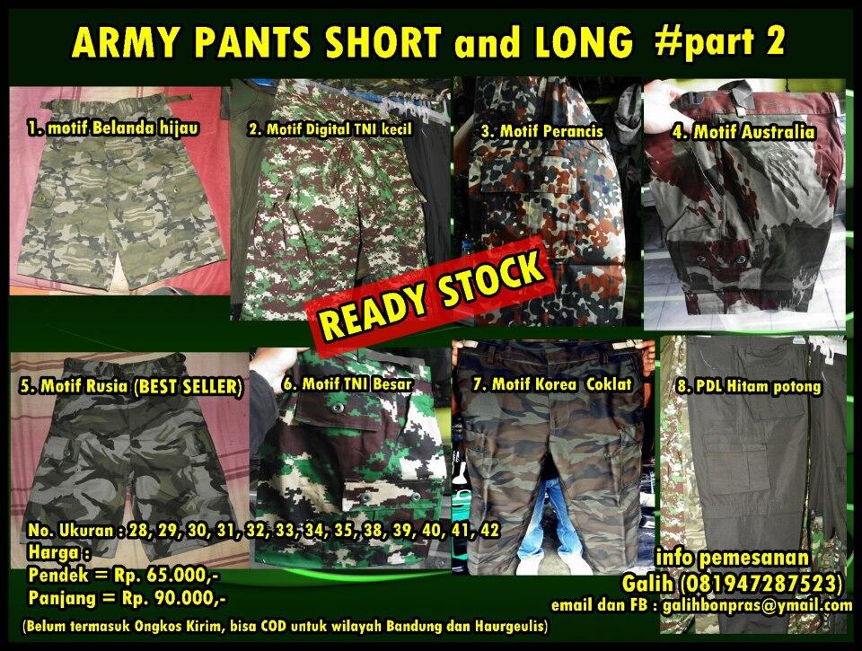Celana ARMY/Loreng dan Celana PDL