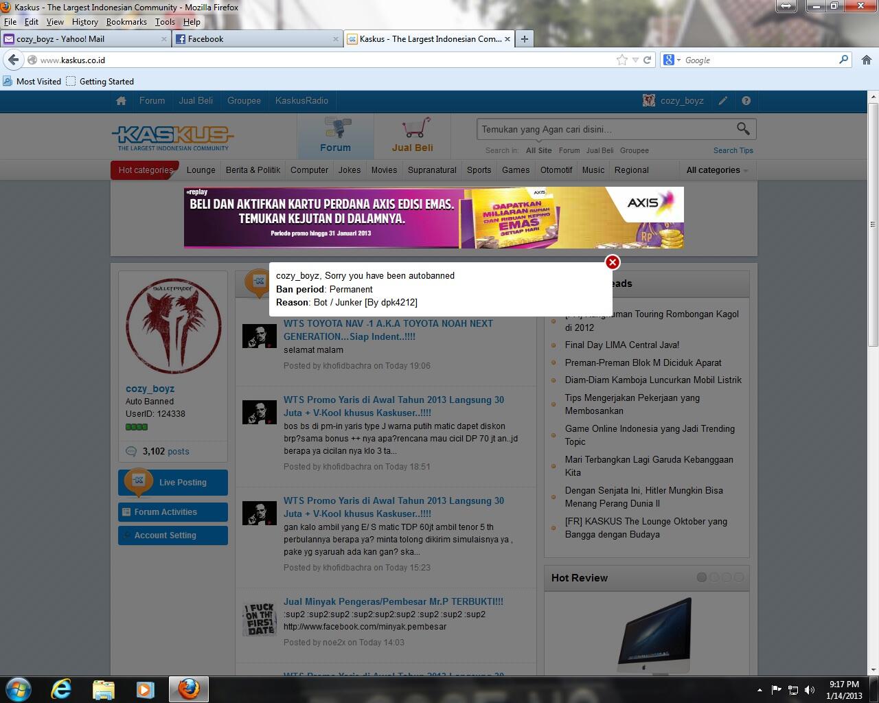 Tiba2 dapet notification account banned permenent, maksudnya apa?!