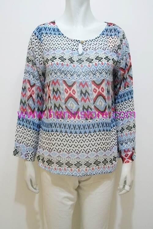 B1488 Blus Sifon Corak-Busana Muslim Terbaru HaninStore.com