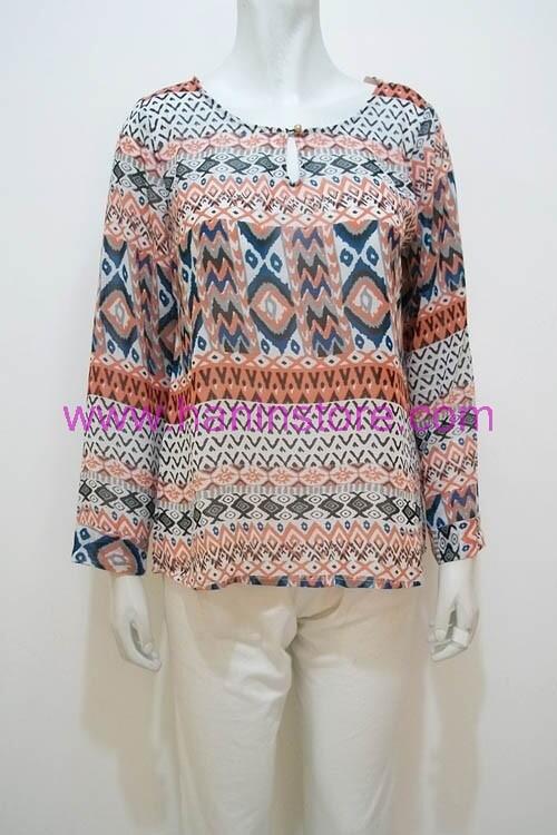 B1488 Blus Sifon Corak-Busana Muslim Terbaru HaninStore.com