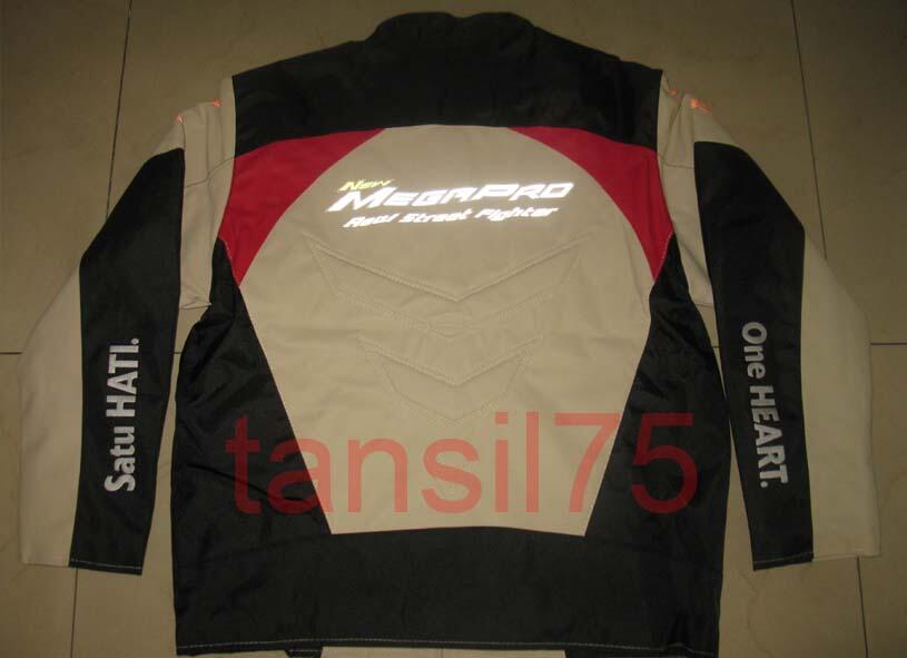 DIJUAL JAKET HONDA MEGA PRO STREET FIGHTER (LENGAN PUTIH HITAM)