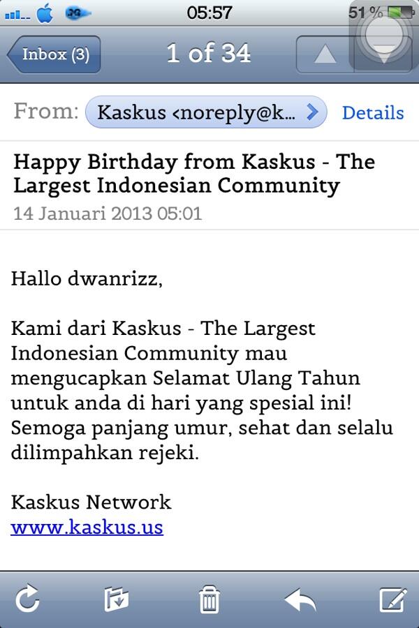 Pagi-pagi dapet ucapan met ultah dari kaskus