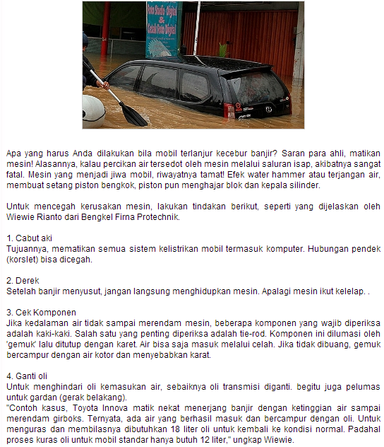 Lakukan, saat Mobil Terendam Banjir #JKT_Banjir