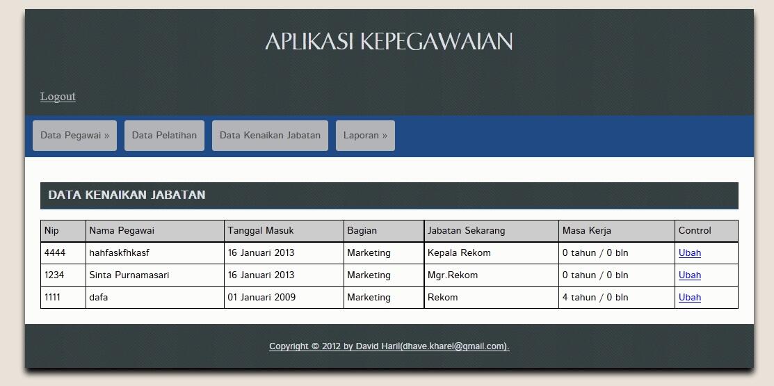 &#91;SHARE&#93; APLIKASI KEPEGAWAIAN (PHP &amp; MySQL)