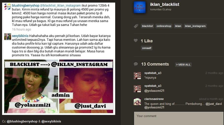 SURAT TERBUKA UNTUK davi1607 a.k.a dnul a.k.a Muamar Khadavi (admin @iklan_instagram)