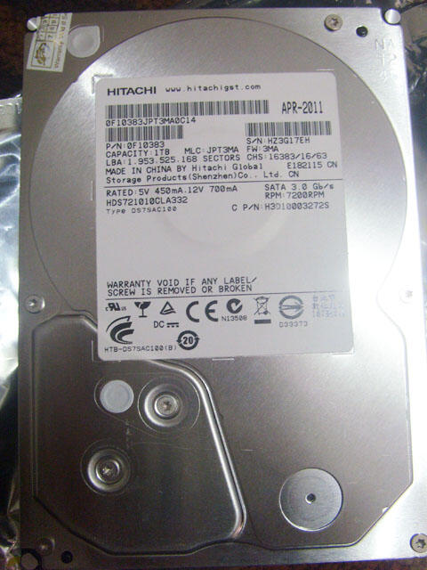 HDD internal 3.5 hitachi 1tb like new second garansi plus movie 3D SBS...