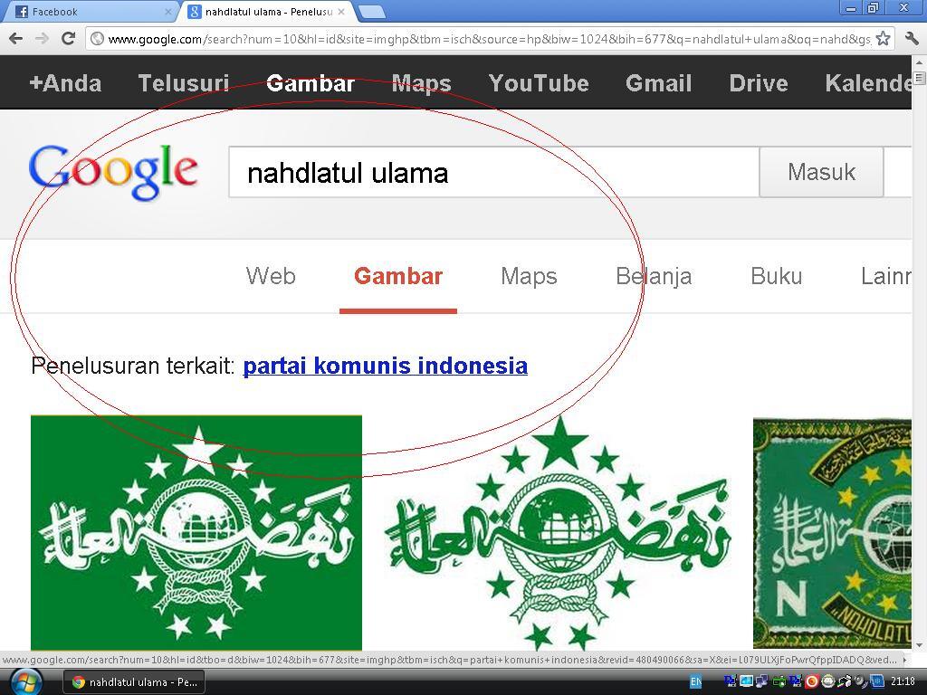 Search image &quot;Nahdlatul Ulama&quot; di Gugel nyang nongol malah jadi &quot;PKI&quot;