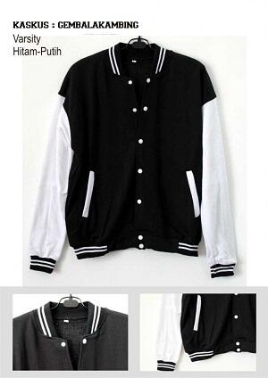 Varsity/Jaket baseball bisa bordir satuan, kaos polos cotton combed sablon rubber