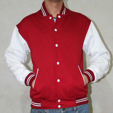 Varsity/Jaket baseball bisa bordir satuan, kaos polos cotton combed sablon rubber
