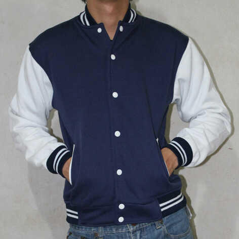Varsity/Jaket baseball bisa bordir satuan, kaos polos cotton combed sablon rubber
