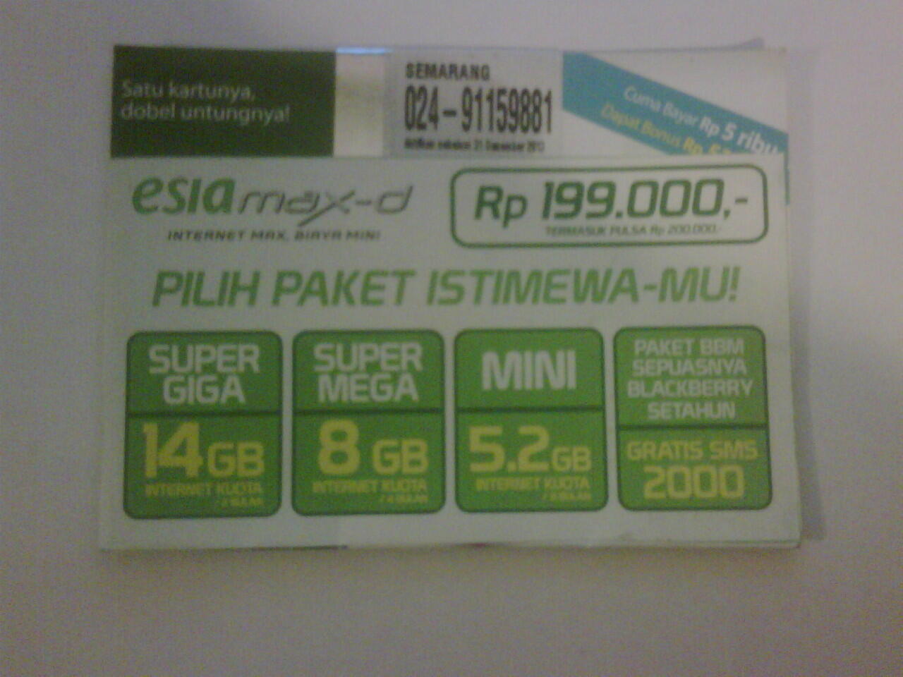 PERDANA esia max D atau AHA INTERNET 150RB PULSA 200RIBU